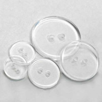 BC-03-D  Clear 2-Hole Placket Button - 5 Sizes, Priced by the Dozen